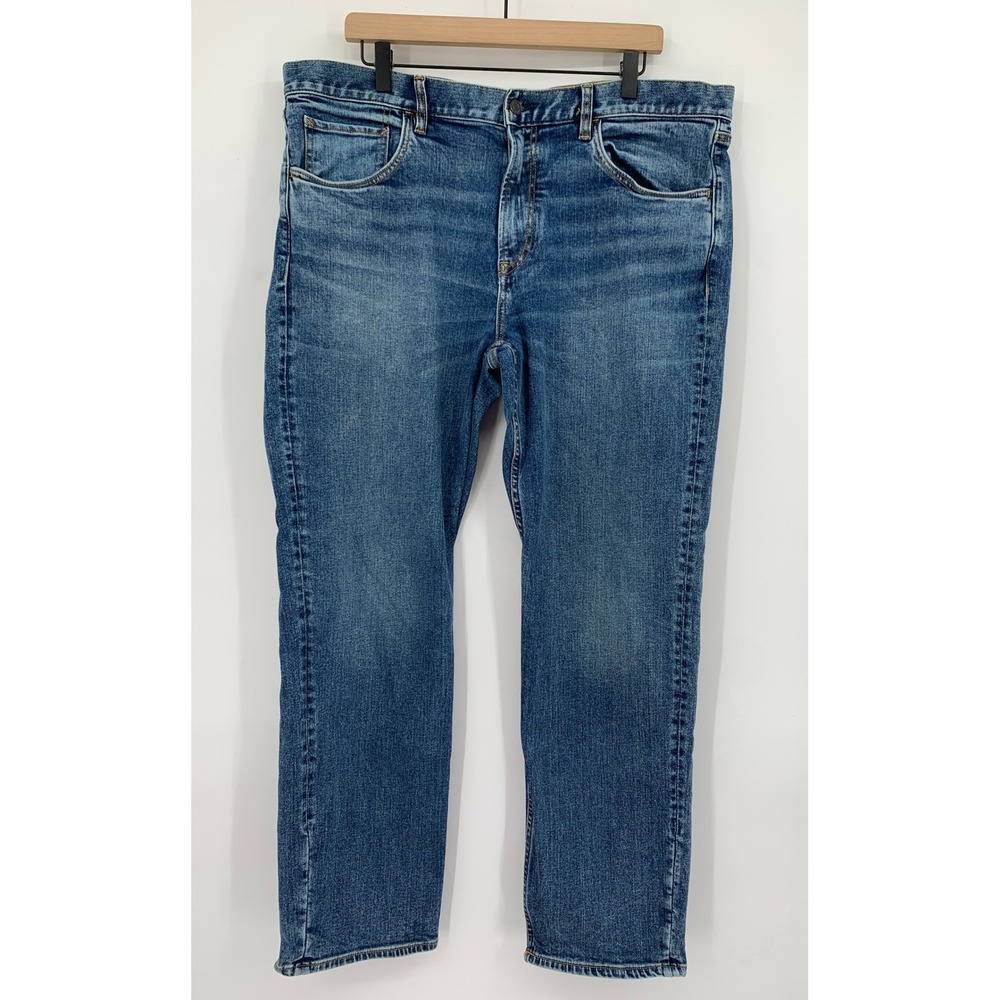 Faherty Jeans Mens 38x30 Blue Organic Cotton Stretch Straight Leg Denim Pants - Picture 2 of 14